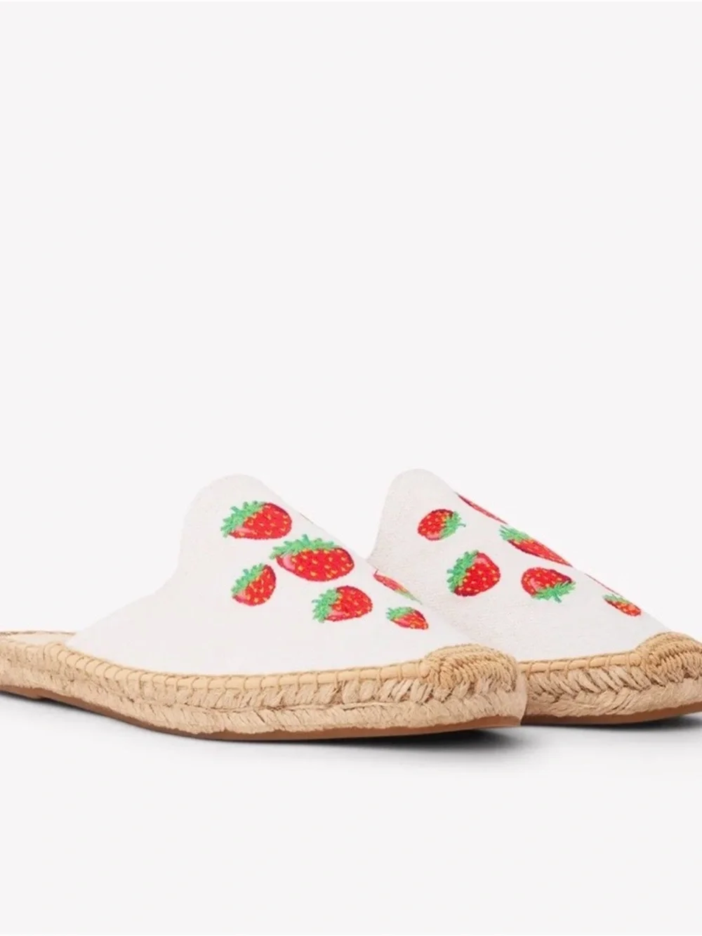 Soludos Women’s Smoking Slip On Mule Espadrille Strawberry Oasis White Sz 9 New